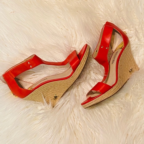 Michael Kors Red Wedge Sandals - Picture 1 of 8